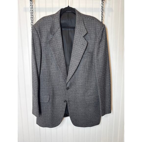 Oscar de la Renta Wool Mens Suit Tweed Gray Single Breasted Blazer Sports Sz 44L - Picture 1 of 6